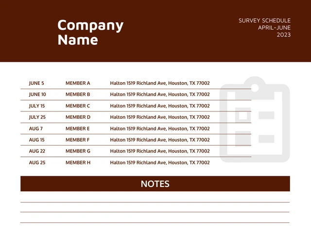 White And Brown Simple Survey Schedule Template