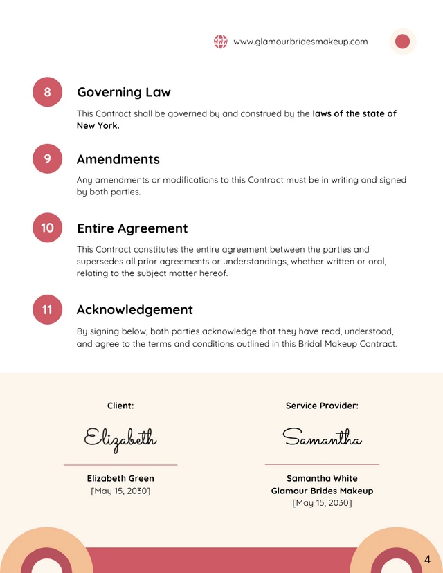 Bridal Makeup Contract Template - Seite 4