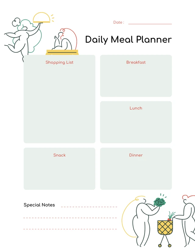 White and Light Green Simple Daily Planner Template