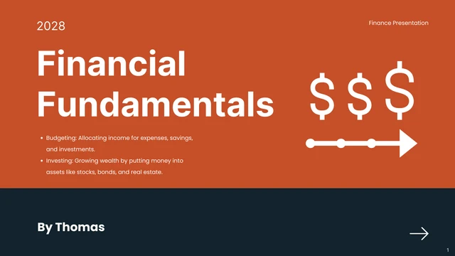 Orange and Navy Minimalist Finance Presentation - Página 1