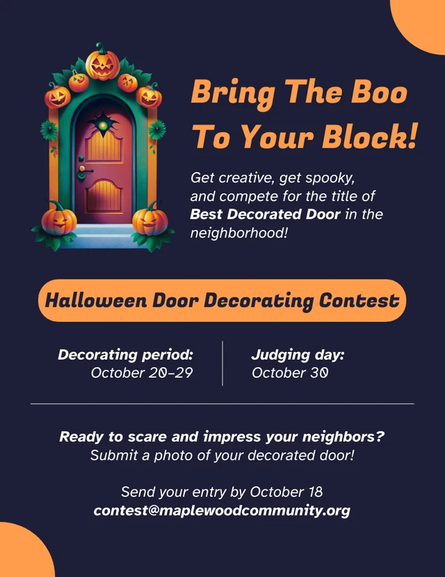 Halloween Door Decorating Contest Flyer Template