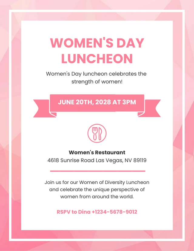 Pink Modern Geometric Pattern Women Day Luncheon Invitation Template