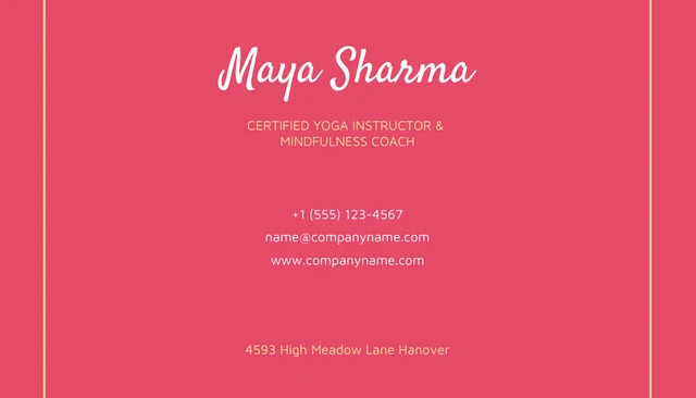 Pink Minimalist Illustration Yoga Instructor Business Card - Page 2