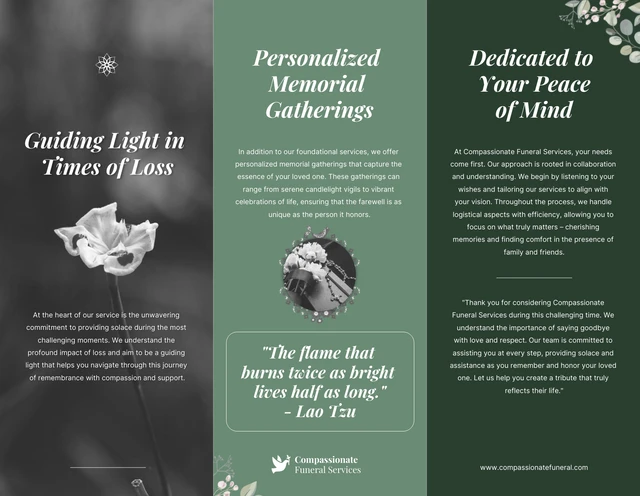 Minimalist Green Funeral Tri-fold  Brochure - Page 2