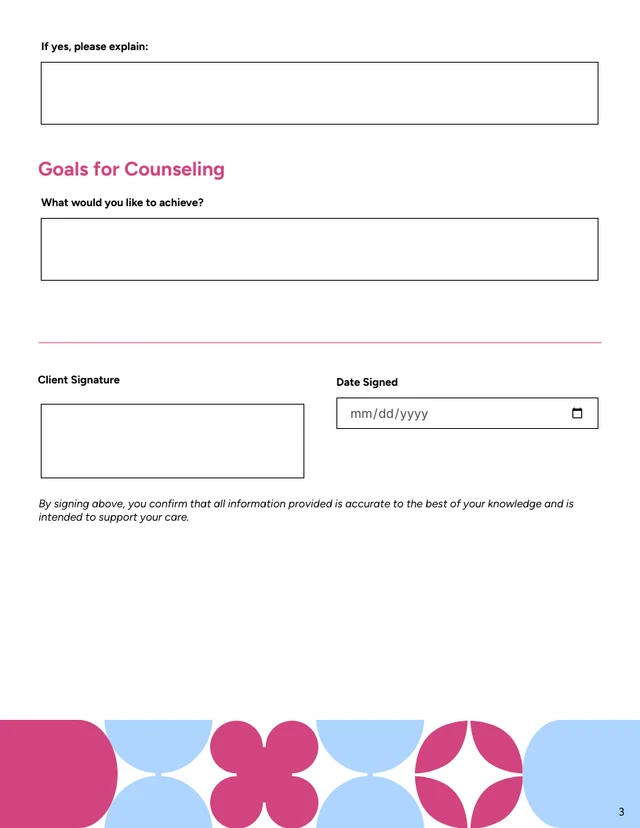 Free Mental Health Intake Form Template - Seite 3