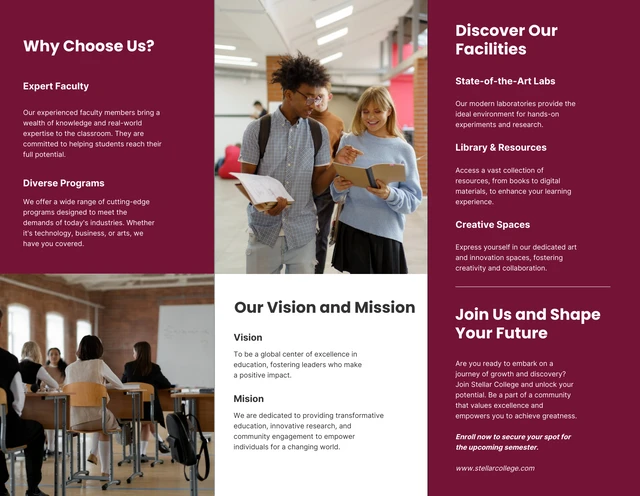 Maroon And White Minimalist Clean College Brochures - Page 2