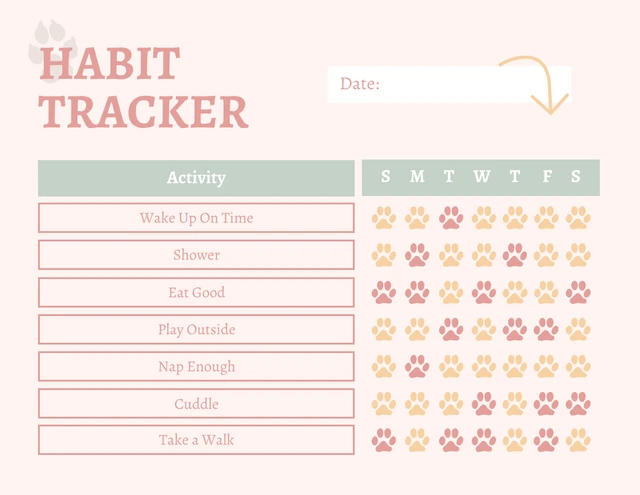 Baby Pink Simple Habit Tracker Dog Schedule Template