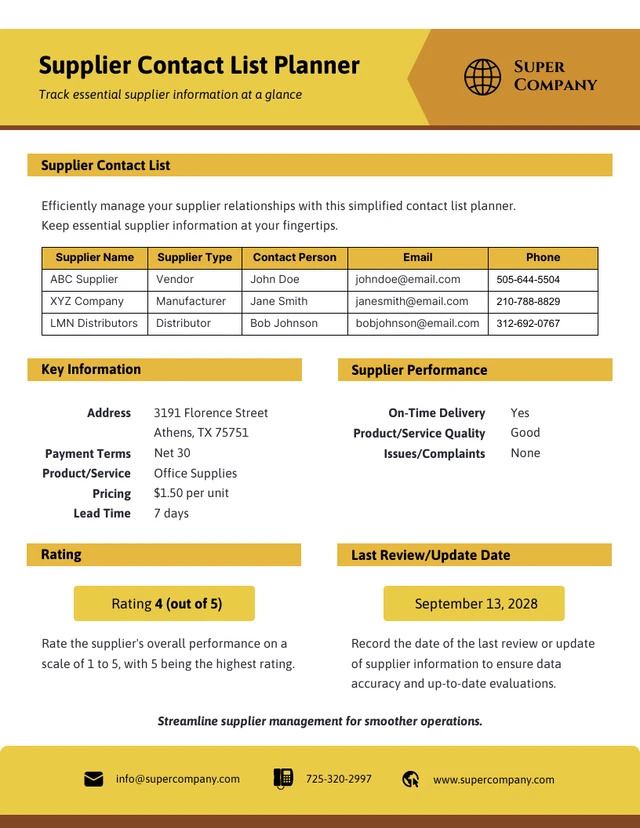 Simple Yellow and Brown Procurement Plans Template