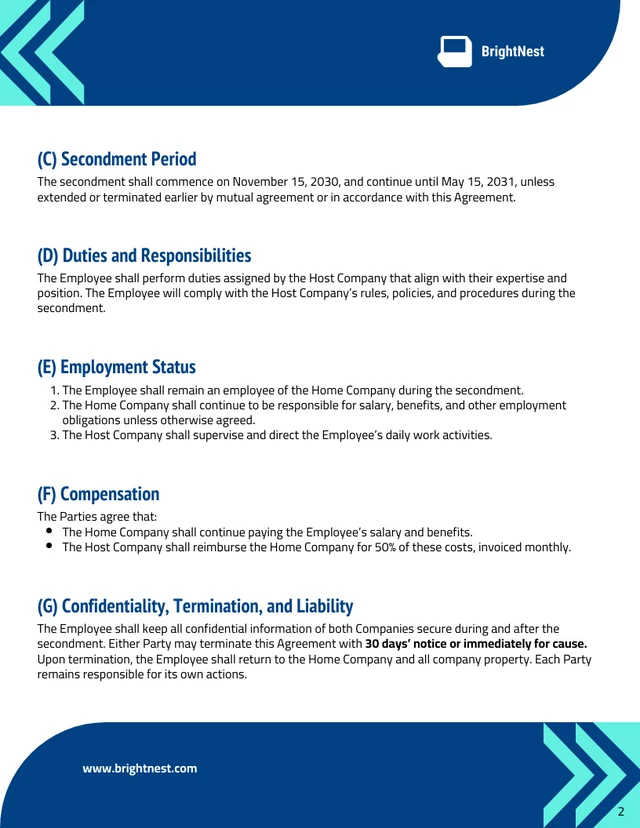 Secondment Contract Template - Seite 2