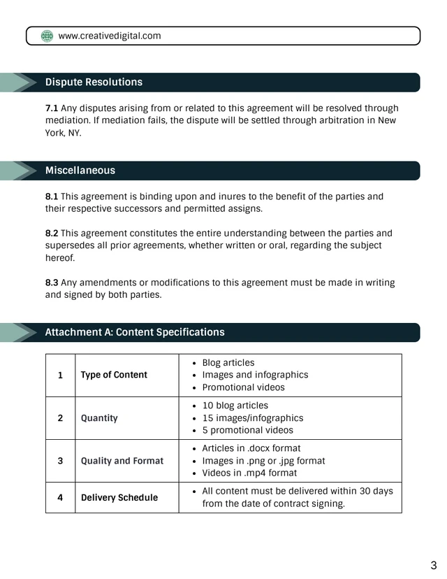 Content Usage Rights Contract Template - Seite 3