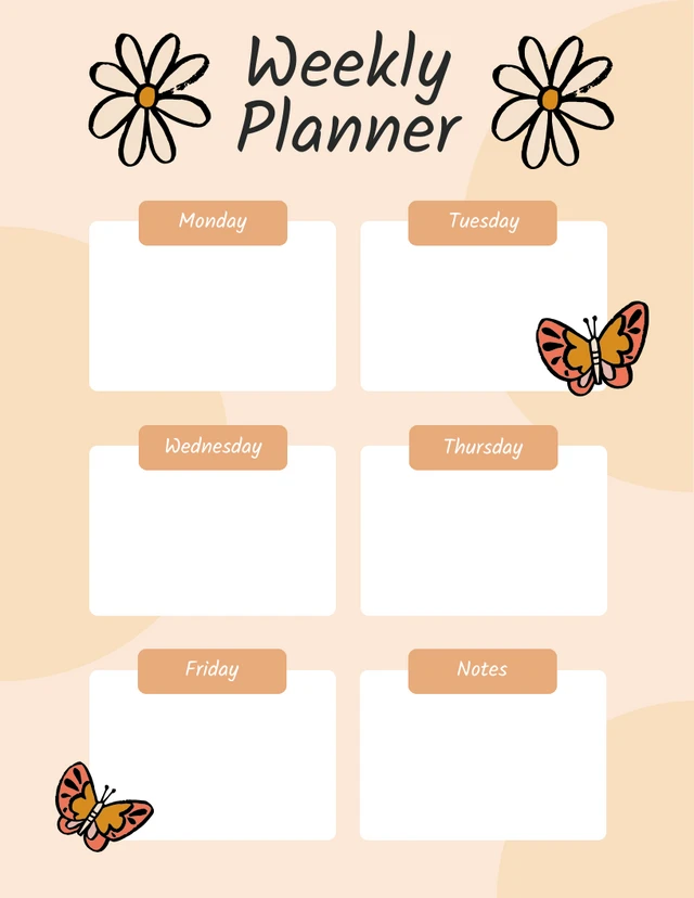 Orange Pastel Cute Planner Template