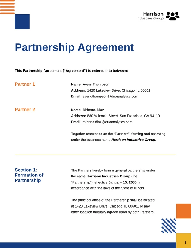 Strategic Partnership Agreement Template - Pagina 1