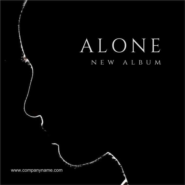 Black Minimalist Silhouette Sad Album Cover Template