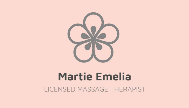 Peach and Gray Massage Therapist Business Card - Page 1
