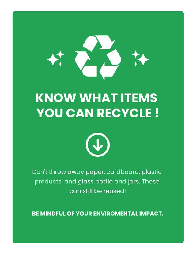 White And Green Simple Recycling Poster Template