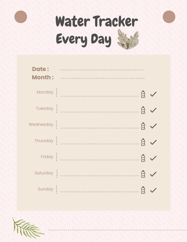 Simple Schedule Tracker Drink Water Every Day Template