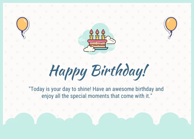 Light Blue And White Playful Illustration Happy Birthday Postcard - Page 1