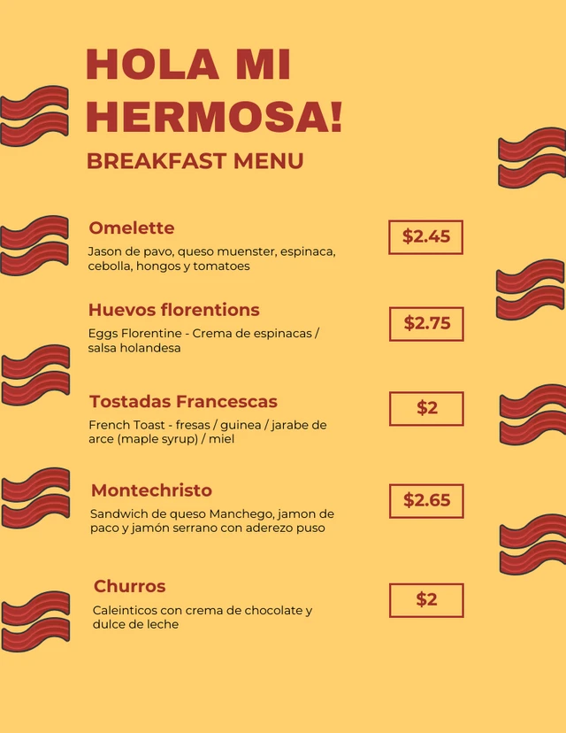 Modèle de menu de petit-déjeuner minimaliste jaune et marron