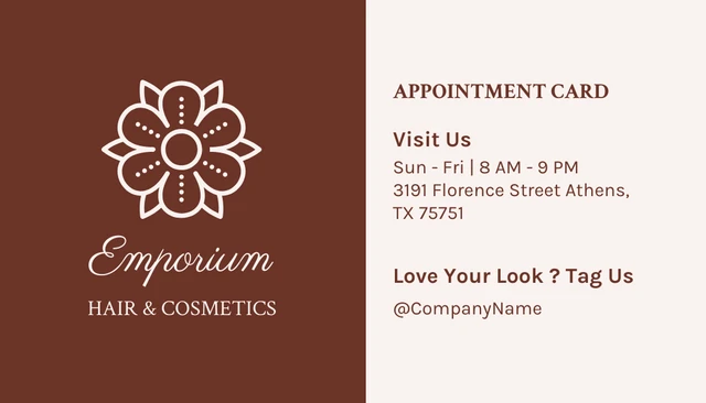 Beige And Brown Simple Aesthetic Salon Appointment Business Card - Page 1