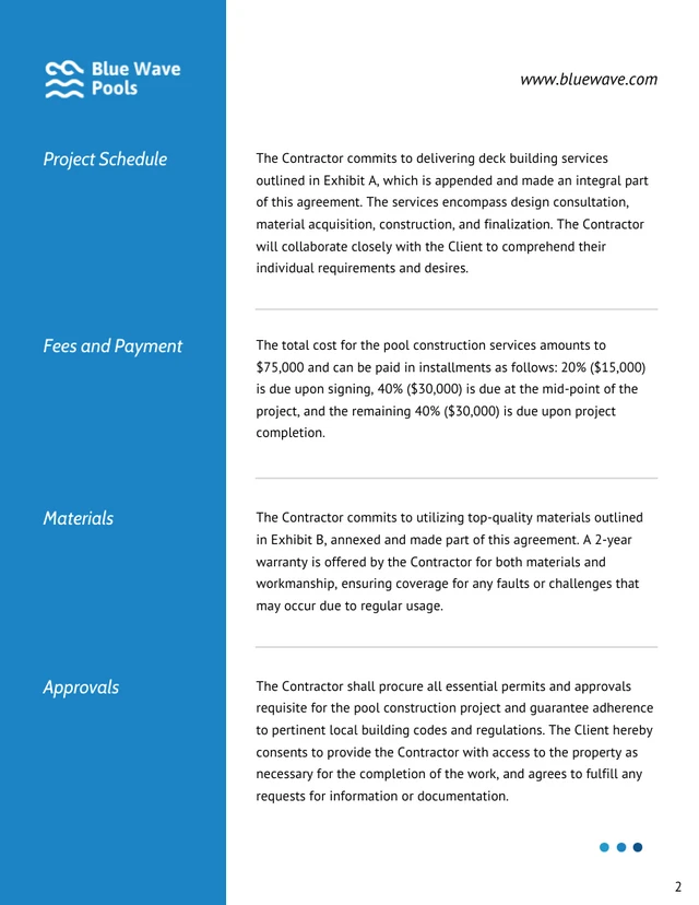 Pool Construction Contract Template - Página 2