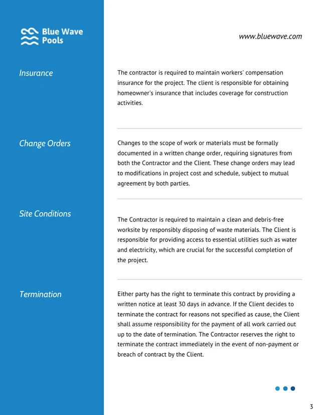 Pool Construction Contract Template - صفحة 3