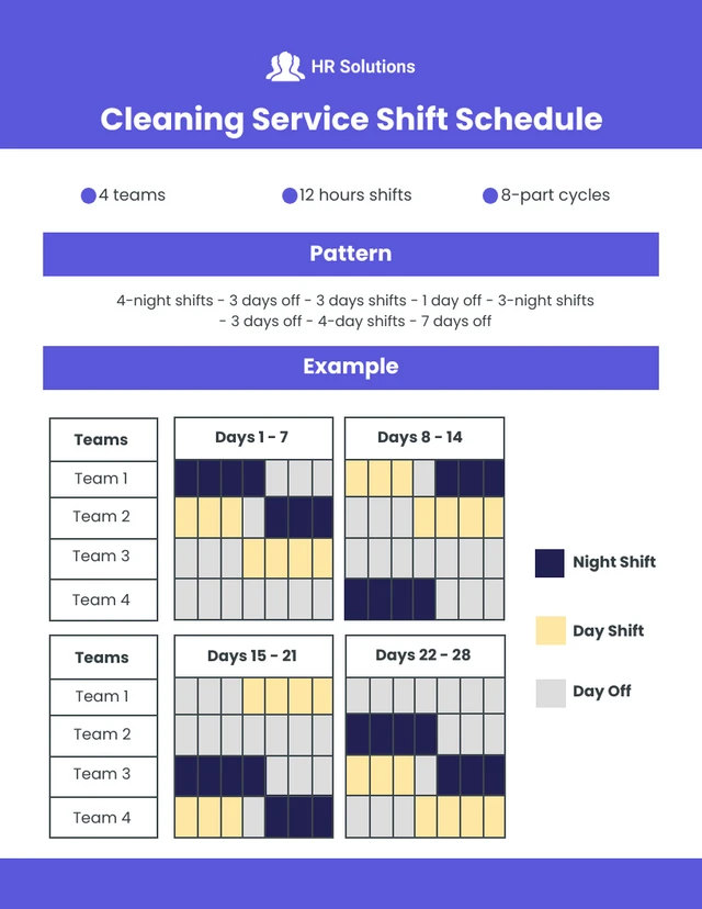 Blue and White Cleaning Service Shift Schedule Template