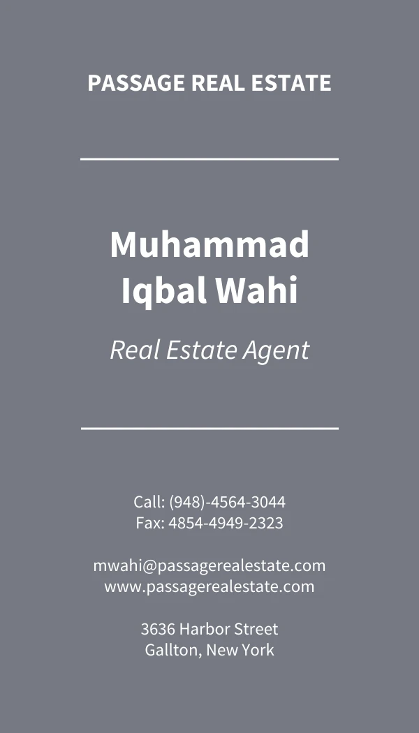Simple Gray Real Estate Business Card - Page 2