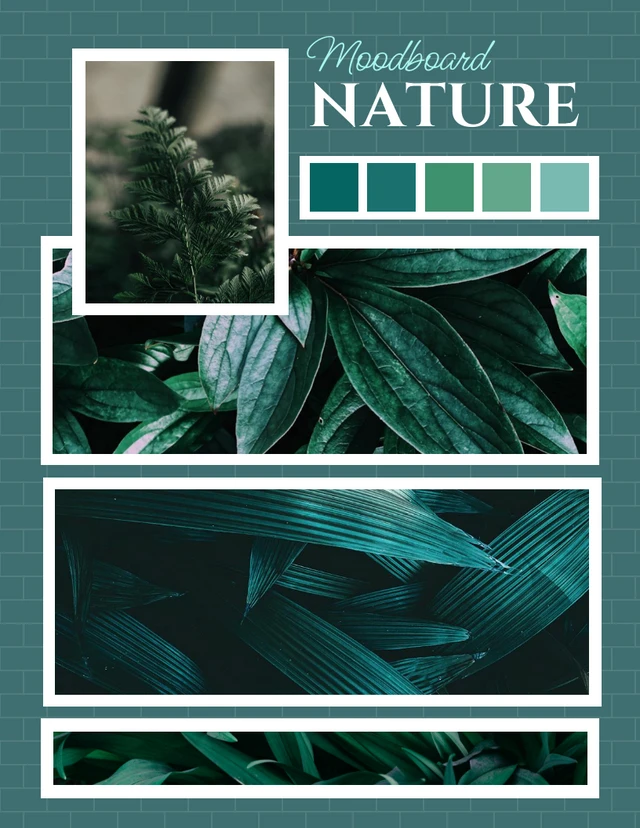 Teal Minimalist Moodboard Nature Cool Collages Template