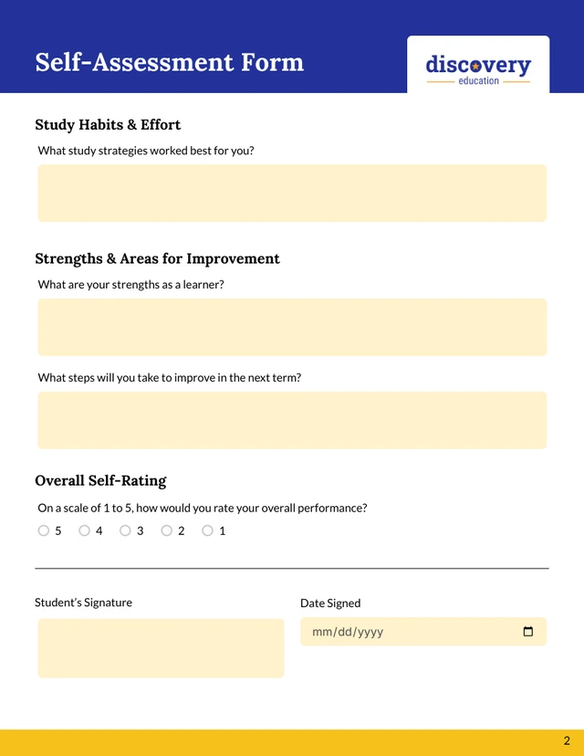 Blue and Yellow Minimalist Evaluation Forms - page 2