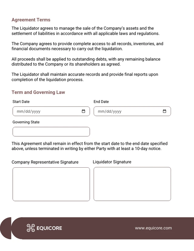 Liquidation Contract Template - page 2
