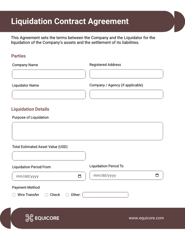 Liquidation Contract Template - page 1
