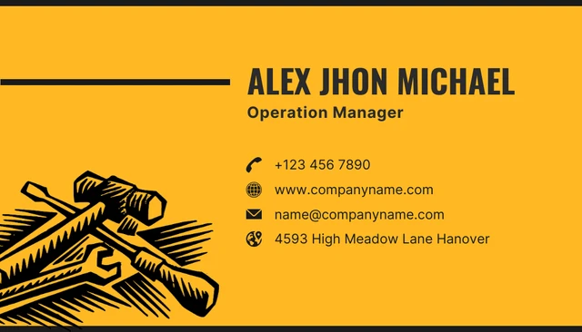 Dark Grey And Yellow Modern Illustration Contractor Business Card - Page 2