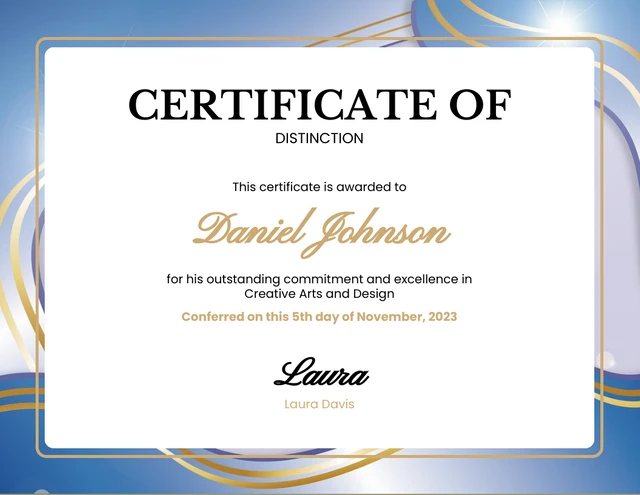 Blue And White Classic Award Certificate Template