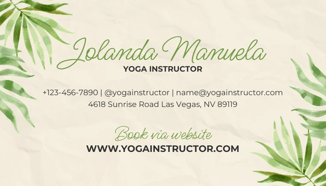 Yellow Cream Classic Vintage Floral Yoga Instructor Sport Business Card - Page 2