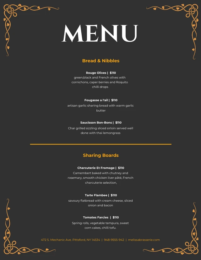 Black Classic Retro French Menu Venngage