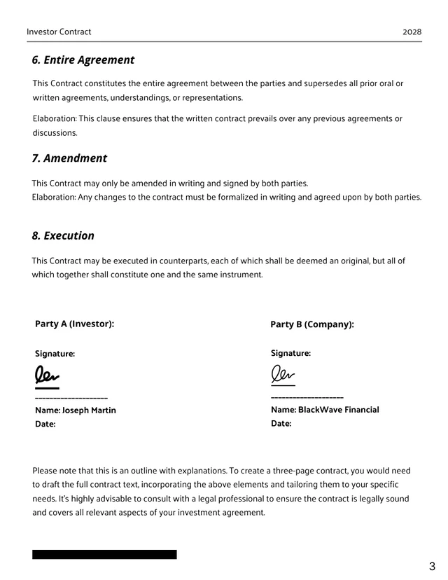 Black Minimalist Modern Simple Investor Contracts - Page 3