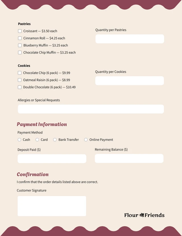 Bakery Order Form Template - Seite 2