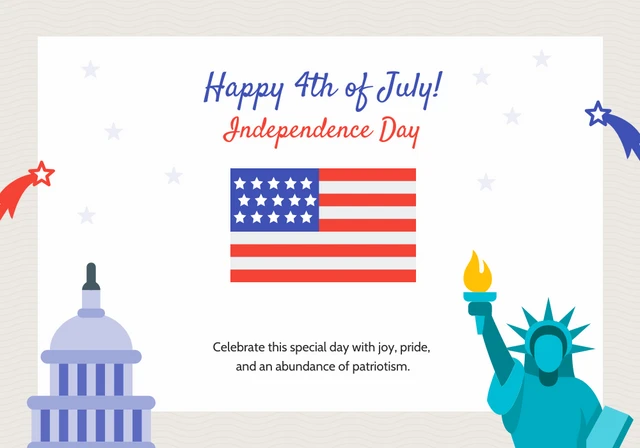 Simple Red and Blue Independence Day Card Template