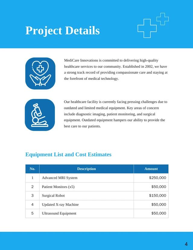 Minimalist Blue and White Healthcare Equipment Proposal - Page 4