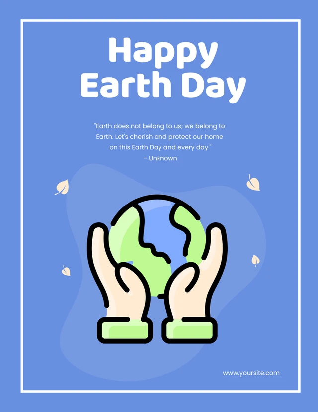 Soft Blue Earth Day Poster Template