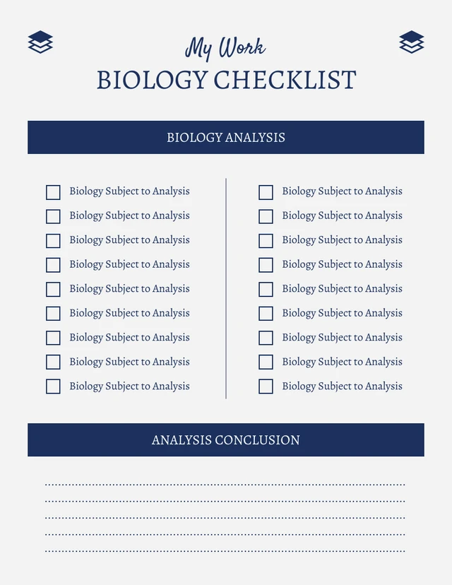 Light Grey And Navy Clean Professional Work Biology Checklist