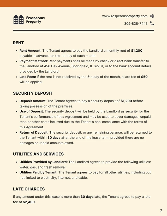 Apartment Rental Contract Template - Page 2