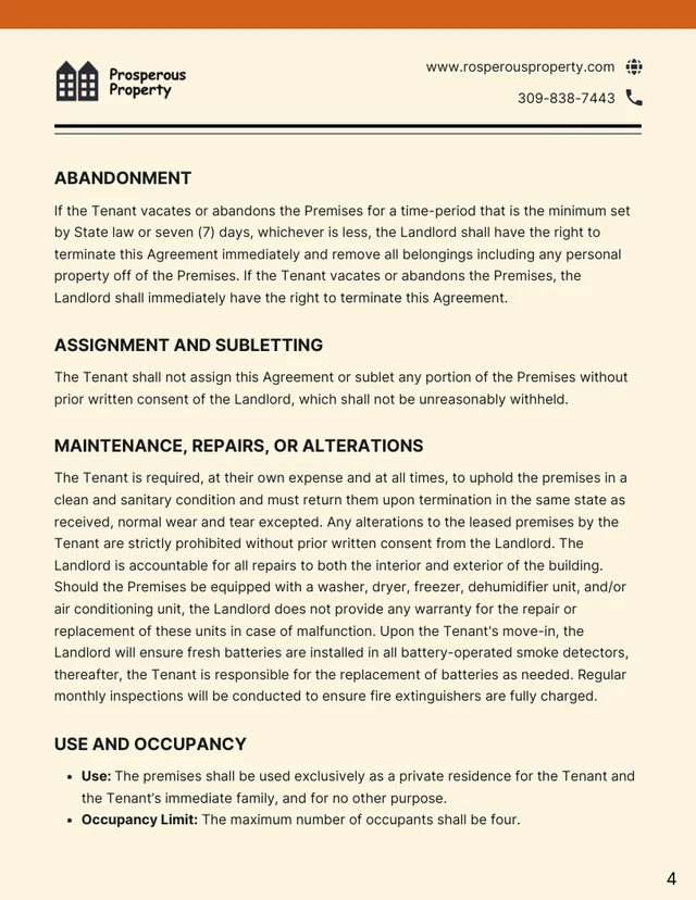 Apartment Rental Contract Template - Page 4