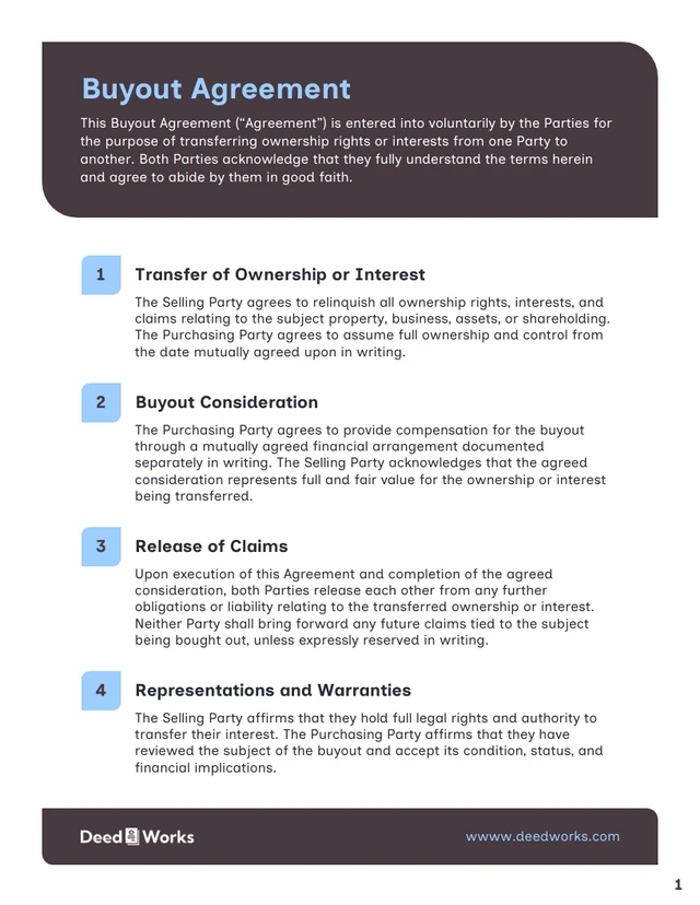 Buyout Contract Template - Página 1