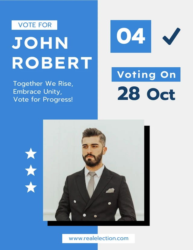 Blue White Election Poster Template
