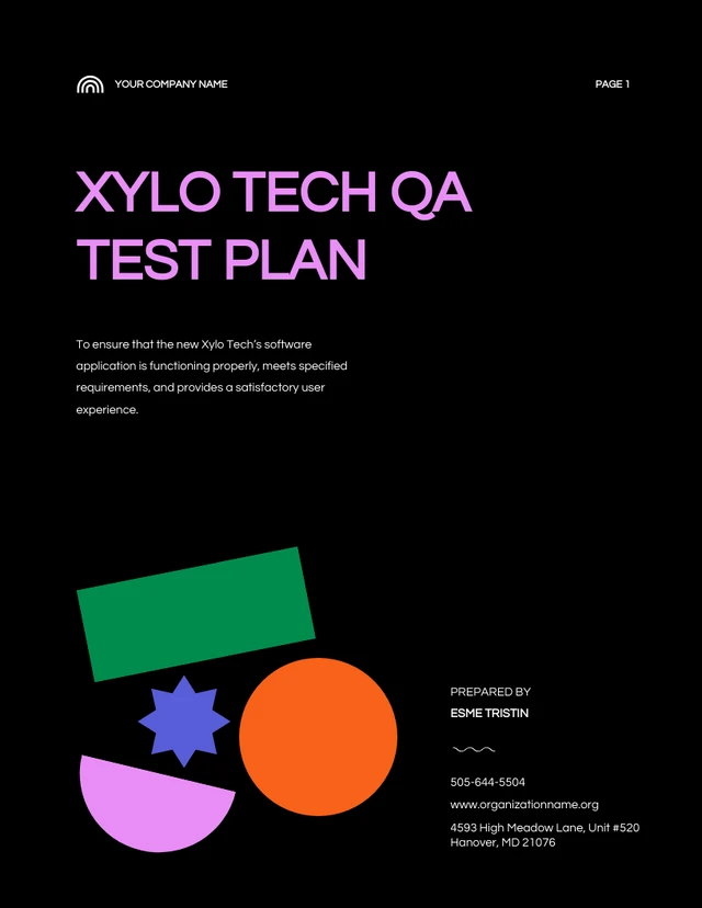 Black Neon Colorful Test Plan - Page 1