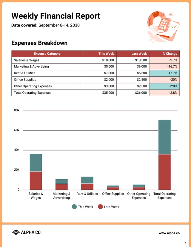 Weekly Financial Report Template - Seite 2