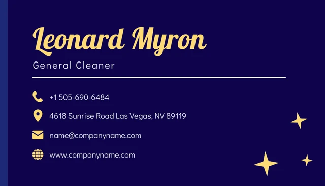 Navy And Yellow Modern Cleaning Business Card - Page 2