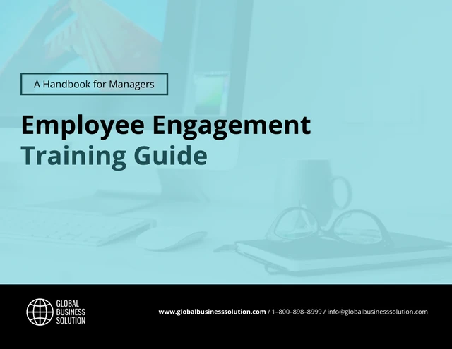 Light Blue Employee Engagement Handbook Template - Page 1
