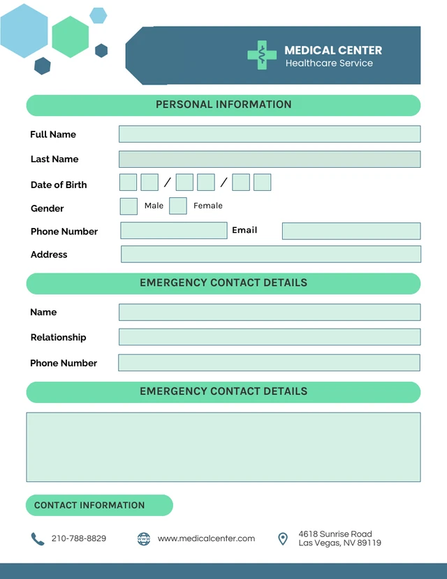Simple Tosca And White Medical Form Template